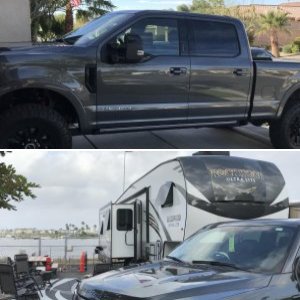 Forest River Rockwood pulled by a 2020 F250