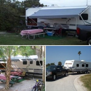 old truck and travel trailer