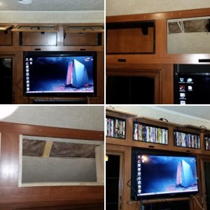 The Entertainment Center and upper cabinets.