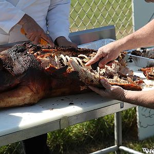 Carving the pig