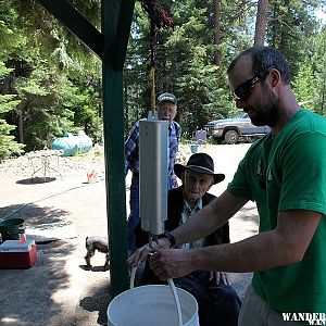 Weighing in thundereggs at the Lucky Strike Mine