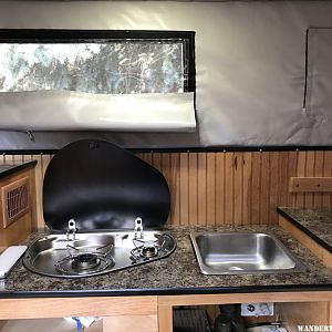 Galley with SMEV 2 burner stove and sink