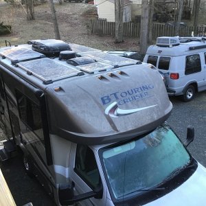 Solar installed works great. Old van in background.