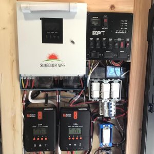 Top of the control system 3000 watt hybrid inverter top left.