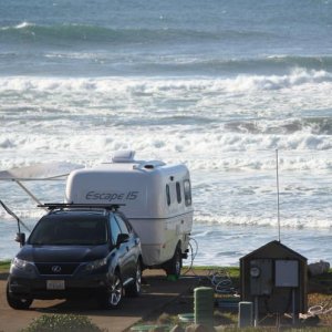 We drove up from California to pick up our trailer and drove back down along the Oregon Coast. We stayed 2 nights at Sea Perch RV Resorts in Yachats, 