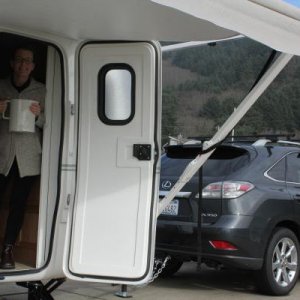 Tea Time! As long time tent campers we felt SO spoiled having hot running water and the use of our electric kettle.