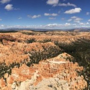 Panorama of Bryce Canyon National Park from Bryce Point - elevation 9100'. The Forum upload greatly reduces it's size and detail.