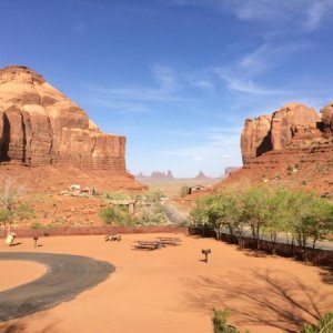 View from our campsite in Gouldings, Monument Valley