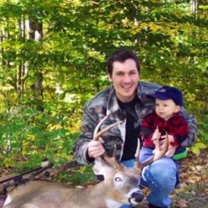 My Son Joseph and I with six point bow kill