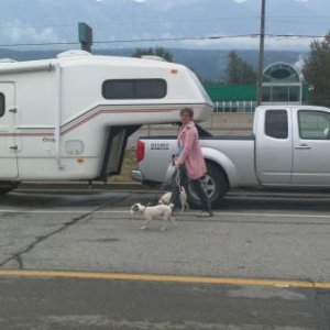 Rosie, Jake & Colleen. Quick stop in Revelstoke.