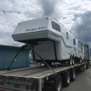 Loaded on the trailer for departure from Escape industries.