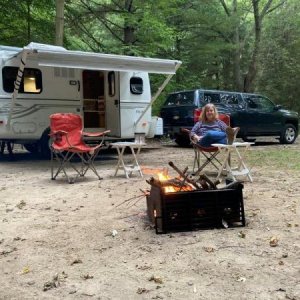 Level, open campsite on the shores of Lake Erie.