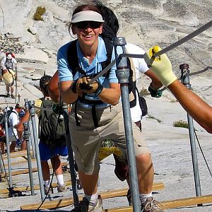 Climbing the cables - Half Dome, Yosemite National Park