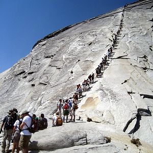 The cables on a busy day - Half Dome