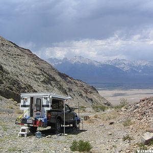 Fossil hunting in canyon facing Owens Valley.