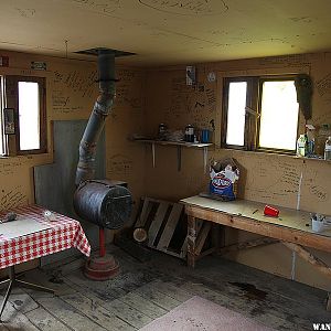 Inside of the cabin at Soldier Meadows