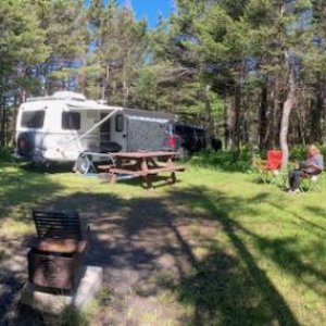 A pano shot of our campsite in Green Point Campground in Gros Morne National Park