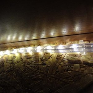 Close up of under bed led lighting