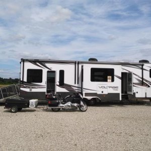 honda test  -  had to make sure the bike and trailer fit in the trailer.  Goldwing and Trailer fit just fine, lets sign the papers.