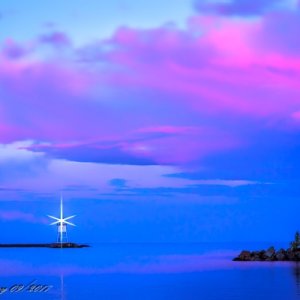 Grand Marais Harbor and Lighthouse from Grand Marais Campground, Grand Marais, MN