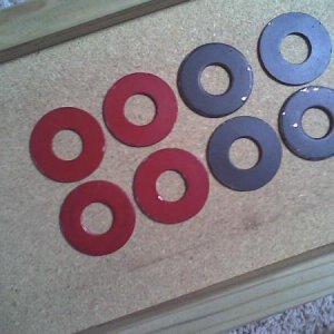 Washers sprayed with plasti-dip