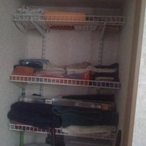 adjustable shelving in washer dryer closet i added above area for combo w/d.