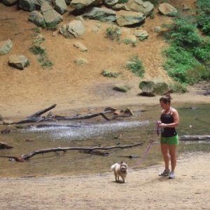 My pomeranian, Meisha and I at Ash Cave in Hocking Hills...Ohio