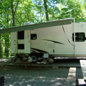 Our camp site and trailer