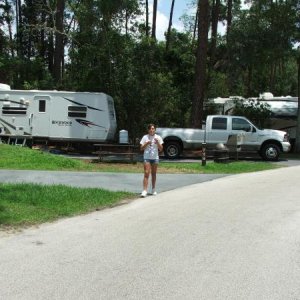 Disney World Campground 2007
Not our camper but it is a Forest River Rockwood camper
My niece going to our camper