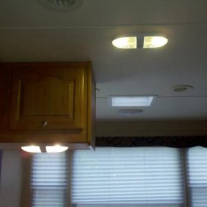 fixture on the ceiling is converted to all LED. Fixture under cabinet is the original bulbs