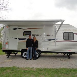 Tom and Lucille at The Outpost RV's 3 spot "campground"