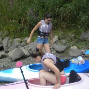 Bri and Mandy going kayaking