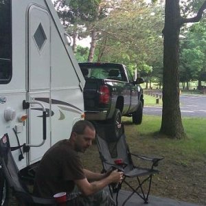 The Hubby relaxing at the campsite