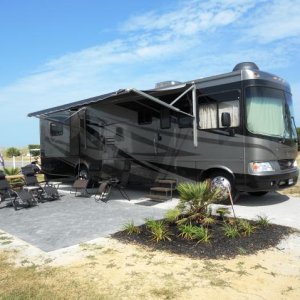 Front row site. The ocean is just over the sand dune that's in the background.