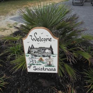 Our welcome sign at our site.