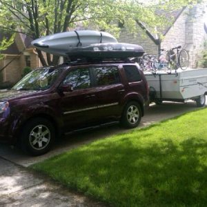 2011 Honda Pilot Touring
2007 Rockwood 1940 LTD
Yakima Rocketbox
Bilboa Kayak
ProRac Bike Carrier