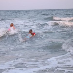 Granddaughters trying to swim to France !