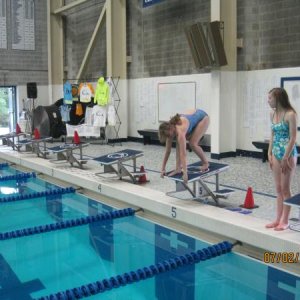 Hannah got to swim in the Penn State competition pool