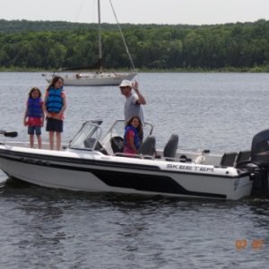 Kids and me on boat