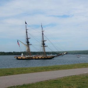 A TALL SHIP DOWNBOUND ON THE ST. MARY'S RIVER.