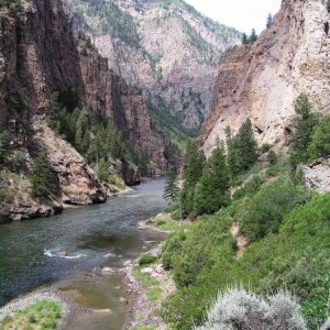 Looking west down Gunnison River toward Crystal Lake near Cimarron, Colo