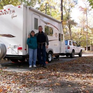 Our first trailer trip!   Newport News Park in the fall of 2010.