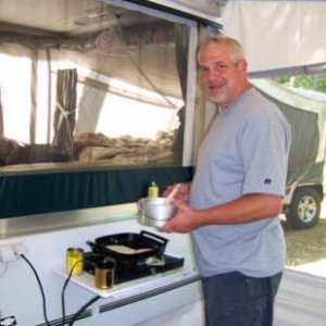 Camp cook, Ludington SP, June 2007.