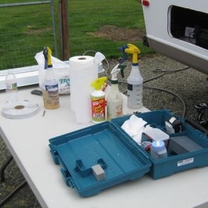 What you will need: Table (works great beside where you are working), small glass scraper for removing the left over caulking, drill for removing the 