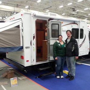 Model at the camper show at Macomb Community College, Feb 2012