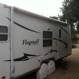 Rear View Trailer Outside  23 feet, good condition all fiberglass.