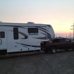 Our camper at sunset El Dorado Hills, Ca