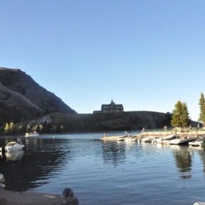 Prince of Wales hotel over looking the village of Waterton