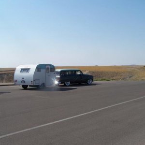 A couple from Indiana with their stylish tow vehicle and TT