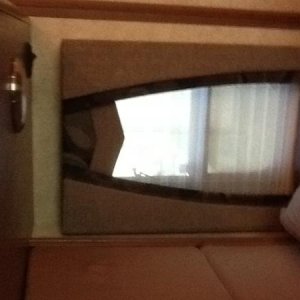 Pics are sideways
Small windows at head of bed minus fabric and added day/ night with valances